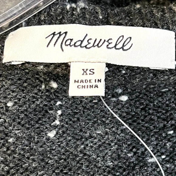Madewell Wool Blend Black Confetti Knit Classic Open Cardigan Sweater XS NWT - Picture 4 of 7